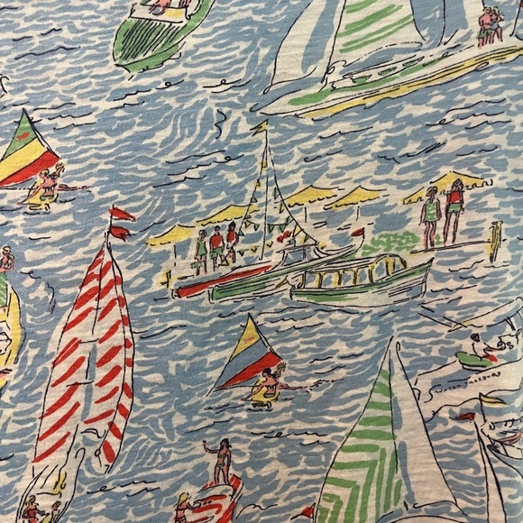 Lilly Pulitzer Glin Side Tie Nautical Print Blue Top on Het Nauti Size Medium - Picture 7 of 7